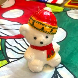 Vintage holiday Christmas polar bear candle decoration accent